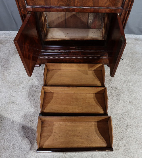 Small Mahogany Burl Secretary, Restoration period - Early 19th century