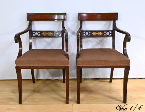 Ensemble Chaises et Fauteuils en Acajou, style Regency, Angleterre – Fin XIXe