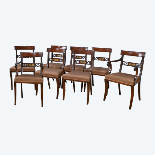 Ensemble Chaises et Fauteuils en Acajou, style Regency, Angleterre – Fin XIXe