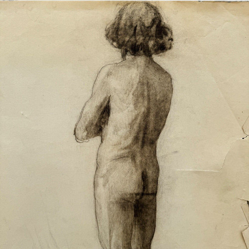 Nudo accademico di Berger dit Lheureux Biloul carboncino Beaux-Arts XX secolo