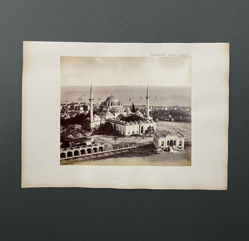 Photo Constantinople Mosque of Bayazel 19th century albumen cardboard laminated