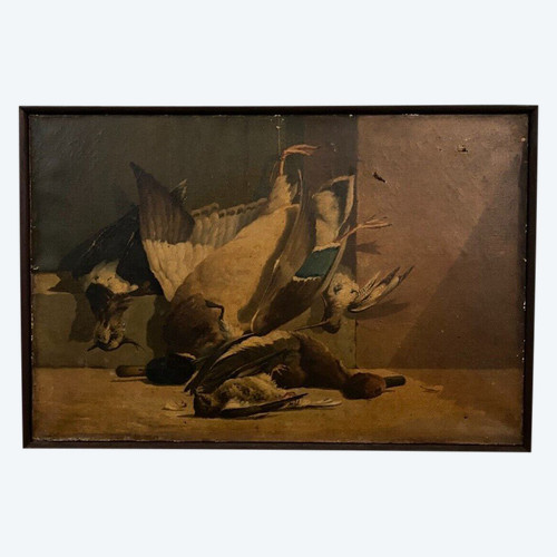 Oil on canvas still life hunting game birds 1908