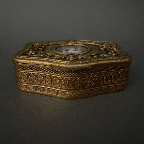 Hand-painted miniature Louis XVI style bronze box