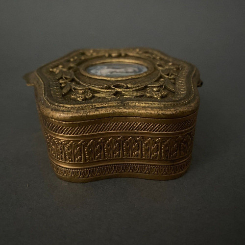 Hand-painted miniature Louis XVI style bronze box