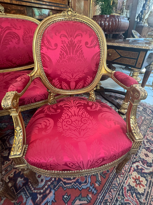 LOUIS XVI GILDED WOOD SALON SET