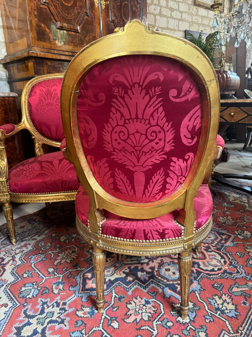 LOUIS XVI GILDED WOOD SALON SET