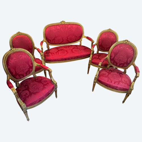 LOUIS XVI GILDED WOOD SALON SET