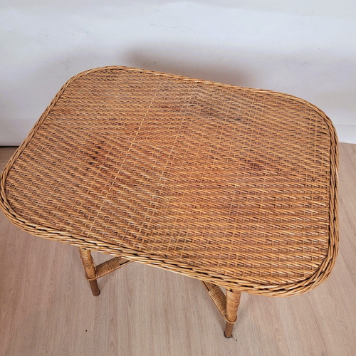 Set Of 9 Wicker Living Room Pieces, Mid-20th Century