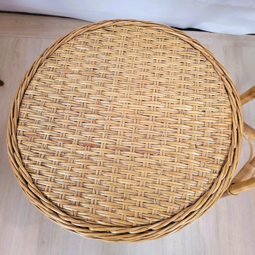 Set Of 9 Wicker Living Room Pieces, Mid-20th Century