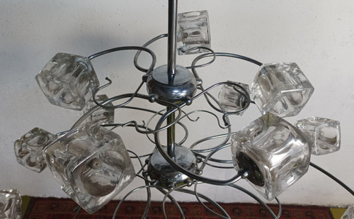 15-cube glass suspension chandelier Italy 1970