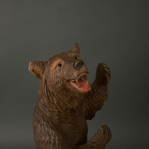 Carved wooden bear Black Forest 1900