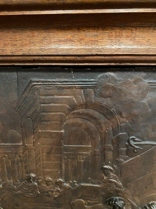 Plaster bas-relief, Antique scene, 20th-century natural wood frame