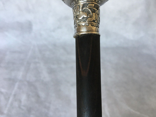 19th century bronze cane China or Indochina dragon design ironwood shaft