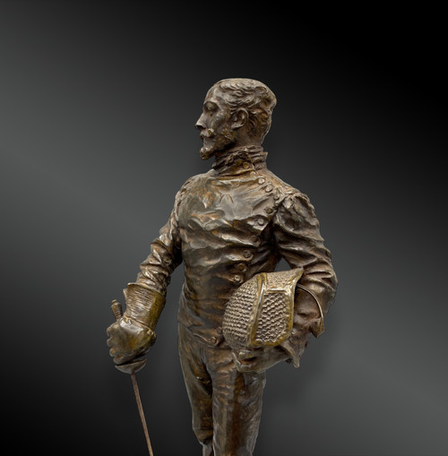 Fencer; bronze sculpture signed Ch. Lebourg. France 1891