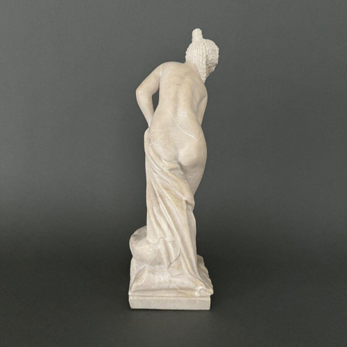 Marble statue after Venus in the bath, nude bather, sculpted in the mass