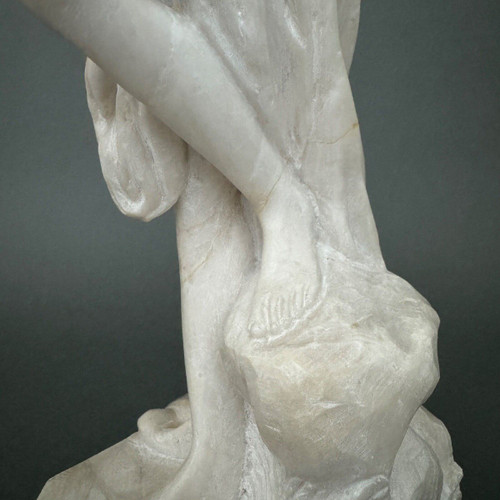 Marble statue after Venus in the bath, nude bather, sculpted in the mass