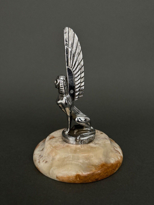 Sphinx automobile mascot in silver-plated bronze signed Ch. R. Peyée