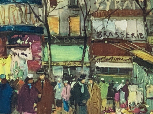 Oil on canvas by Fernand-François Claver Paris le Moulin Rouge 20th century