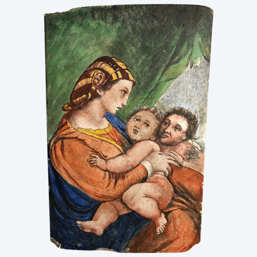 Painting on tile Madonna after Raphael 19th century 21 Martin Brey