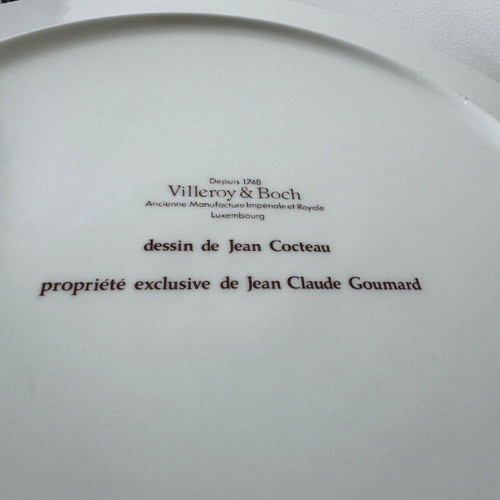 Teller Zeichnung von Jean Cocteau Villeroy & Boch Jean-Claude Goumard