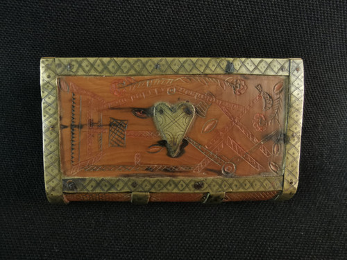 carved wood and brass snuffbox