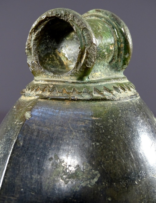 Indonesia, Majapahit period, Circa 15th Century, Geometrically Decorated Bronze Bell.