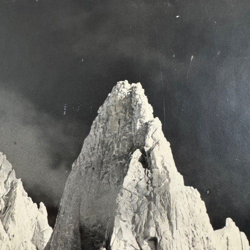 Black and white mountain photograph with rope frame mid 20th century