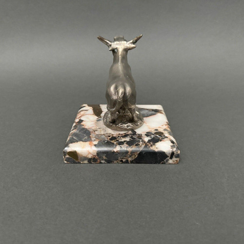 Silver-plated bronze cow mascot by H. Payen