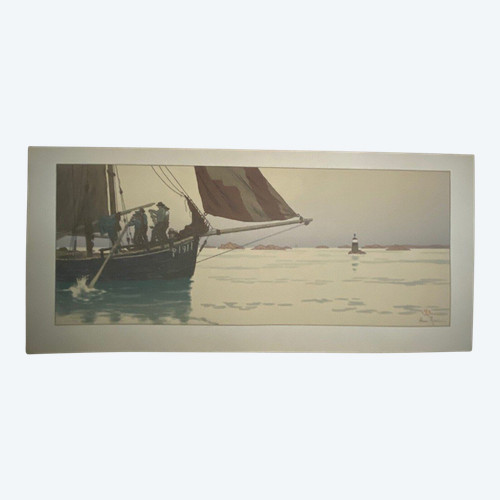 Lithographie par Henri Rivière Le Calme Plat