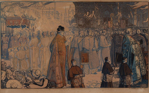 Auguste Lepère engraving enhanced religious procession Nantes cathedral