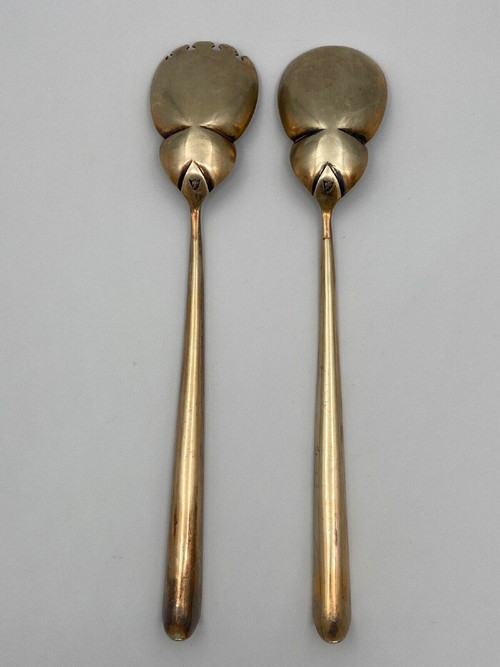 Pair of silver and vermeil cutlery, Cupid hallmark, 19th century 177 grams