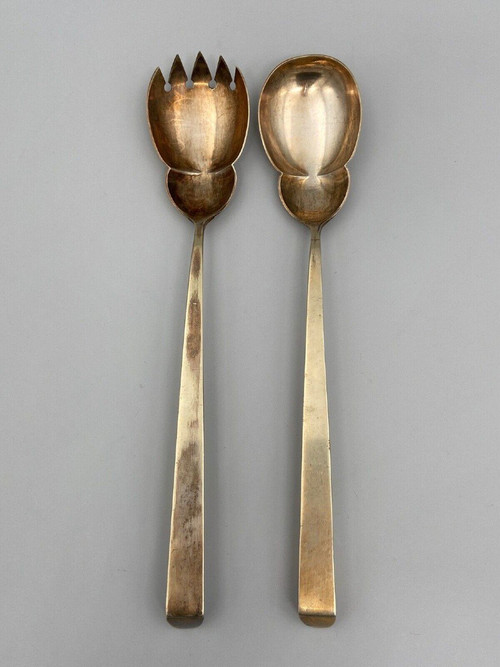 Pair of silver and vermeil cutlery, Cupid hallmark, 19th century 177 grams