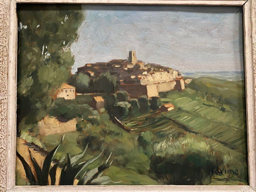 Oil on panel by Maxime XXe representing Saint-Paul Alpes-Maritimes