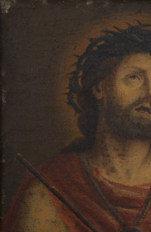 Oil on canvas Ecce Homo 19th century depiction of Christ in beatitude