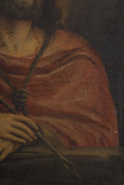 Oil on canvas Ecce Homo 19th century depiction of Christ in beatitude