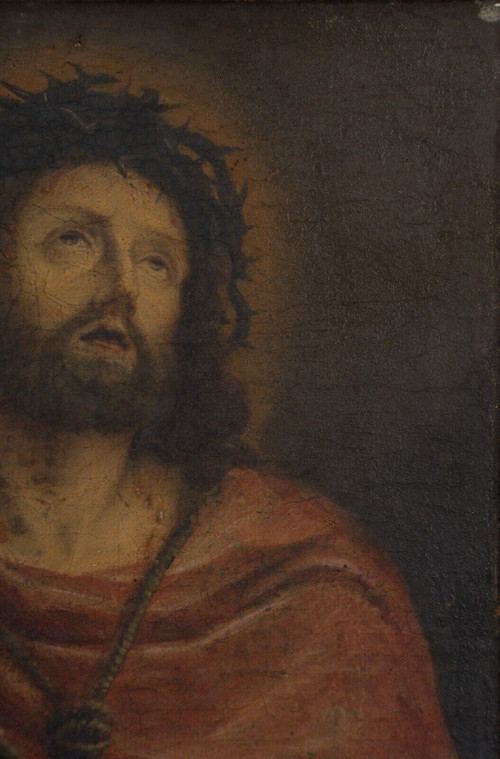 Oil on canvas Ecce Homo 19th century depiction of Christ in beatitude