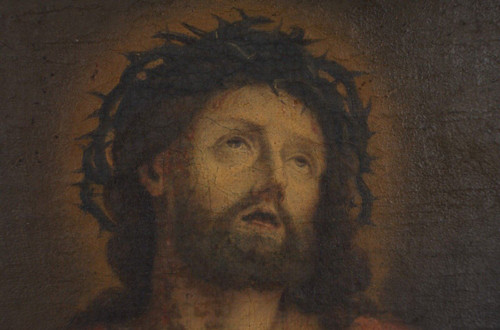 Oil on canvas Ecce Homo 19th century depiction of Christ in beatitude