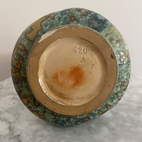 Pierrefonds stoneware 1900 Art Nouveau vase