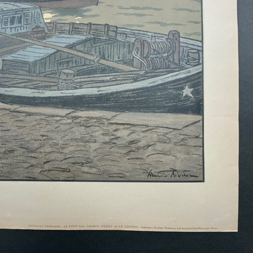 Lithographie par Henri Rivière Le pont des Saints-Pères et le Louvre