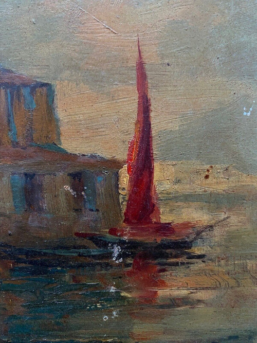 Oil on Isorel initials CR Venice 20th century