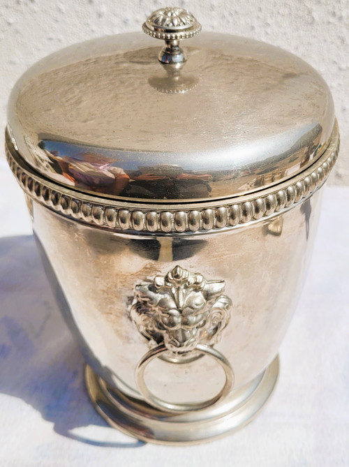 Vintage silver metal ice cube bucket by Maison "TERMID A PARIS" design 1970