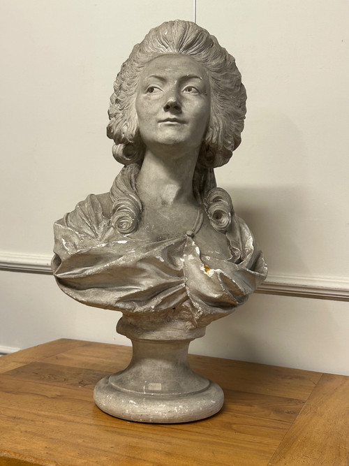 Marie-thèrèse-louise De Savoie- Carignan Princesse De Lamballe (1749-1792)  Buste En Plâtre 