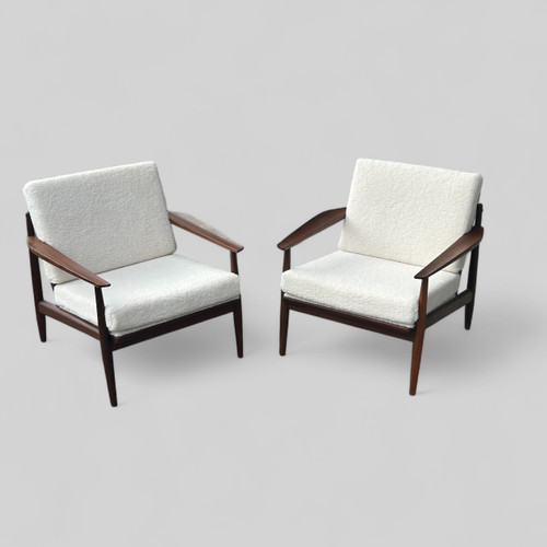 Pair Of Refurbished Scandinavian Teak Armchairs Circa 1960