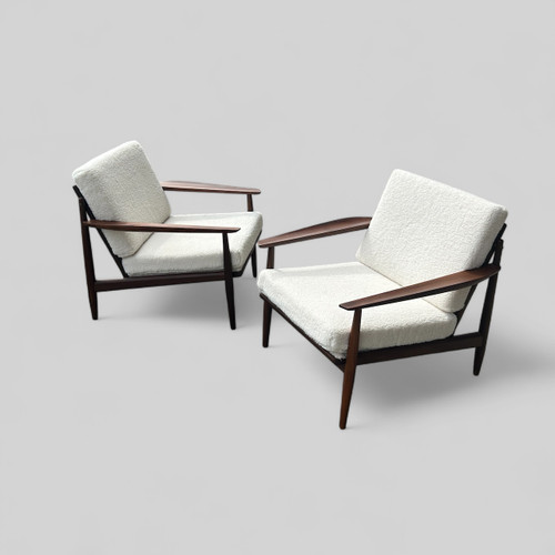 Pair Of Refurbished Scandinavian Teak Armchairs Circa 1960