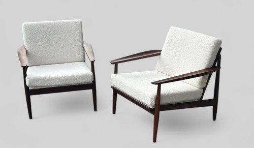 Pair Of Refurbished Scandinavian Teak Armchairs Circa 1960