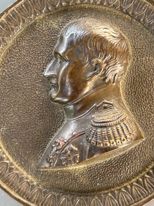 Pair De Médaillons En Bronze Premier Empire - Portraits En Profil- Napoléon Bonaparte