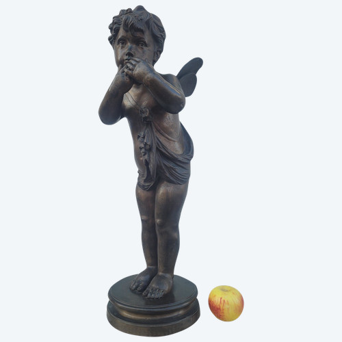 Bronze d'Un Putto Ailé Sur Pied, fin XIXème Siècle début XXème siècle