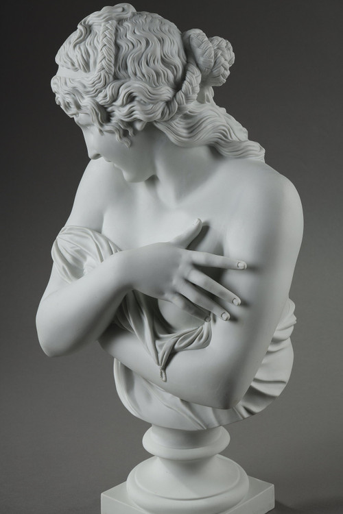 Bust in biscuit after Jean Antoine Houdon (1741-1828): modesty