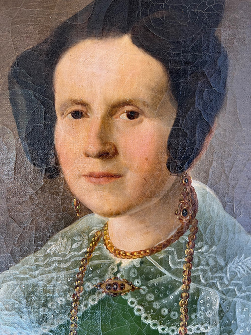 Elegant Portrait of Captain Herlin's Wife - 19th Century