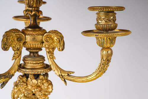 A pair of Louis XVI style gilt bronze lamps, late 19th century